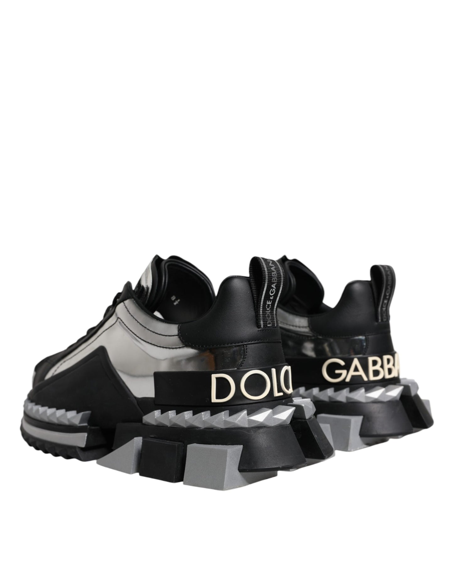 Dolce &amp; Gabbana – Super King – Sneaker aus schwarzem und silbernem Leder