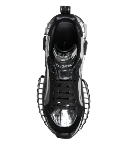 Dolce &amp; Gabbana – Super King – Sneaker aus schwarzem und silbernem Leder