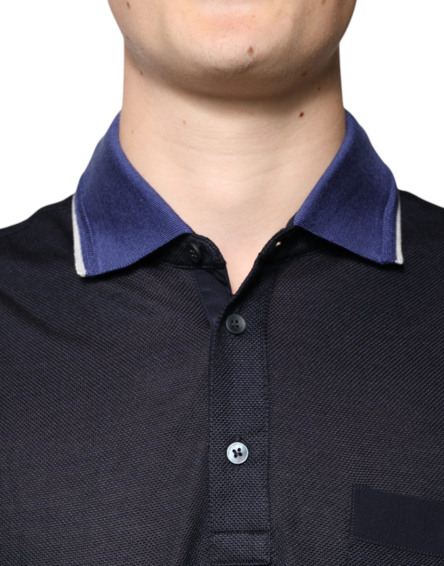 Dolce &amp; Gabbana – Blaues Polo-T-Shirt aus Seide mit Kragen und kurzen Ärmeln