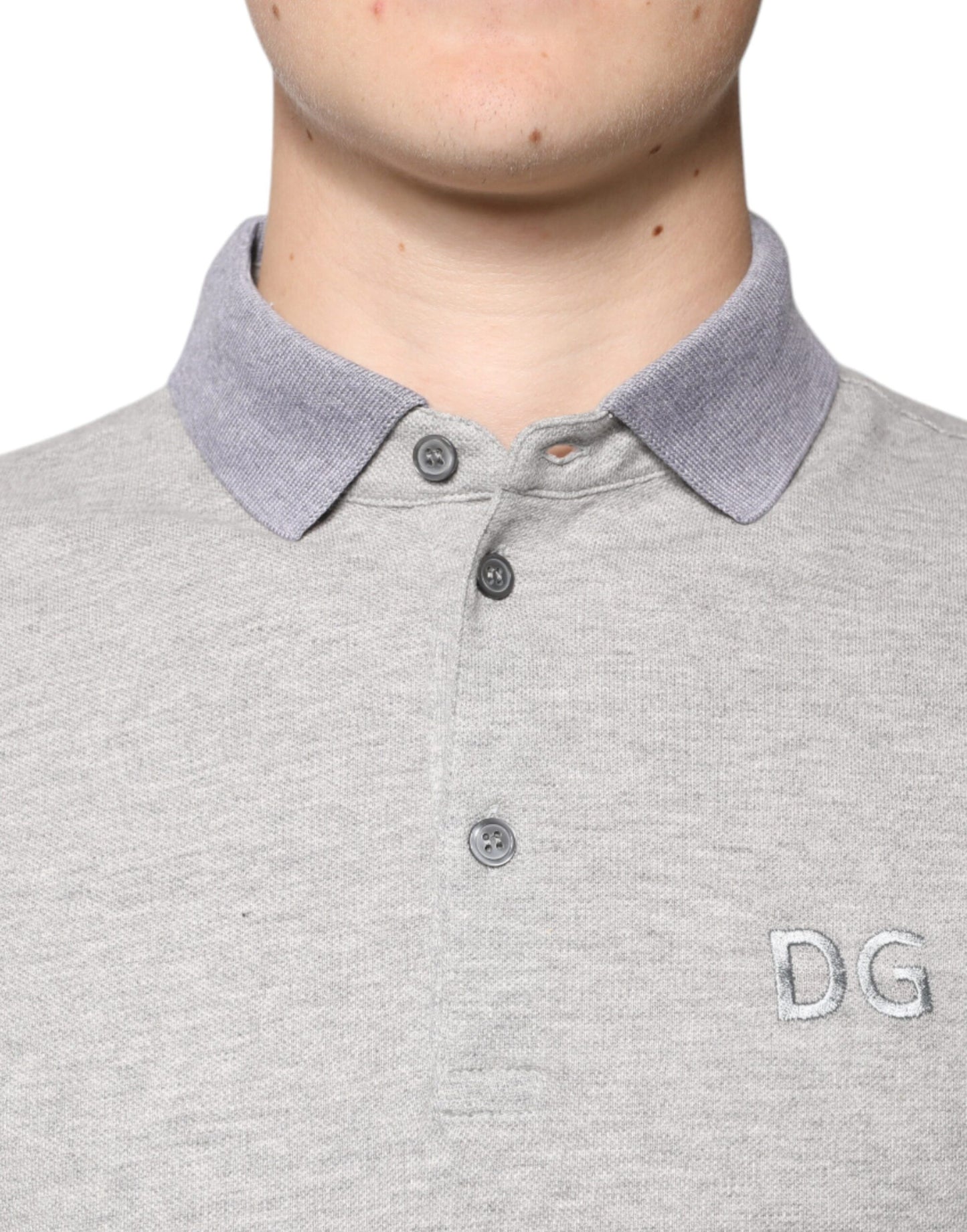 Dolce &amp; Gabbana – Graues Poloshirt mit kurzen Ärmeln und Kragen für Herren