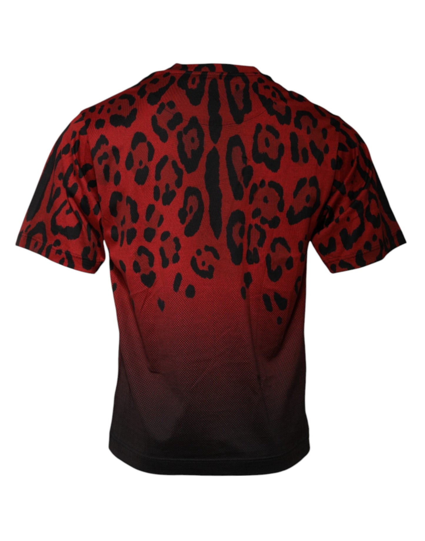 Dolce &amp; Gabbana – Rotes T-Shirt aus Baumwolle mit Leopardenmuster und kurzen Ärmeln