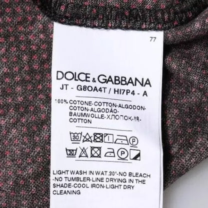Dolce &amp; Gabbana – Rotes T-Shirt aus Baumwolle mit Leopardenmuster und kurzen Ärmeln