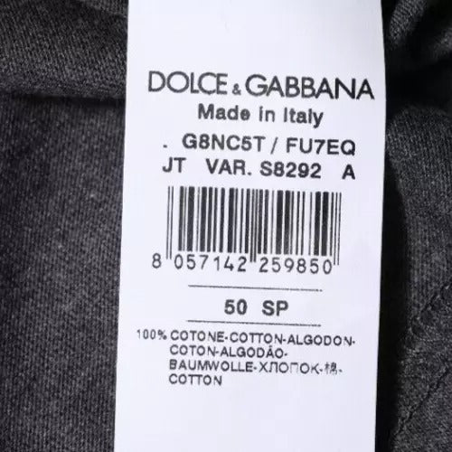 Dolce &amp; Gabbana – Dunkelgraues T-Shirt mit Rundhalsausschnitt und kurzen Ärmeln
