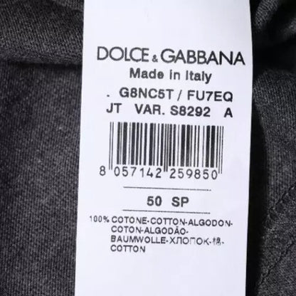 Dolce &amp; Gabbana – Dunkelgraues T-Shirt mit Rundhalsausschnitt und kurzen Ärmeln