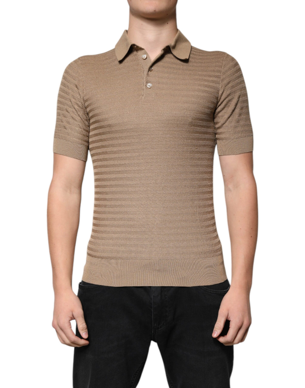 Dolce &amp; Gabbana – Braunes Poloshirt mit Kragen und kurzen Ärmeln