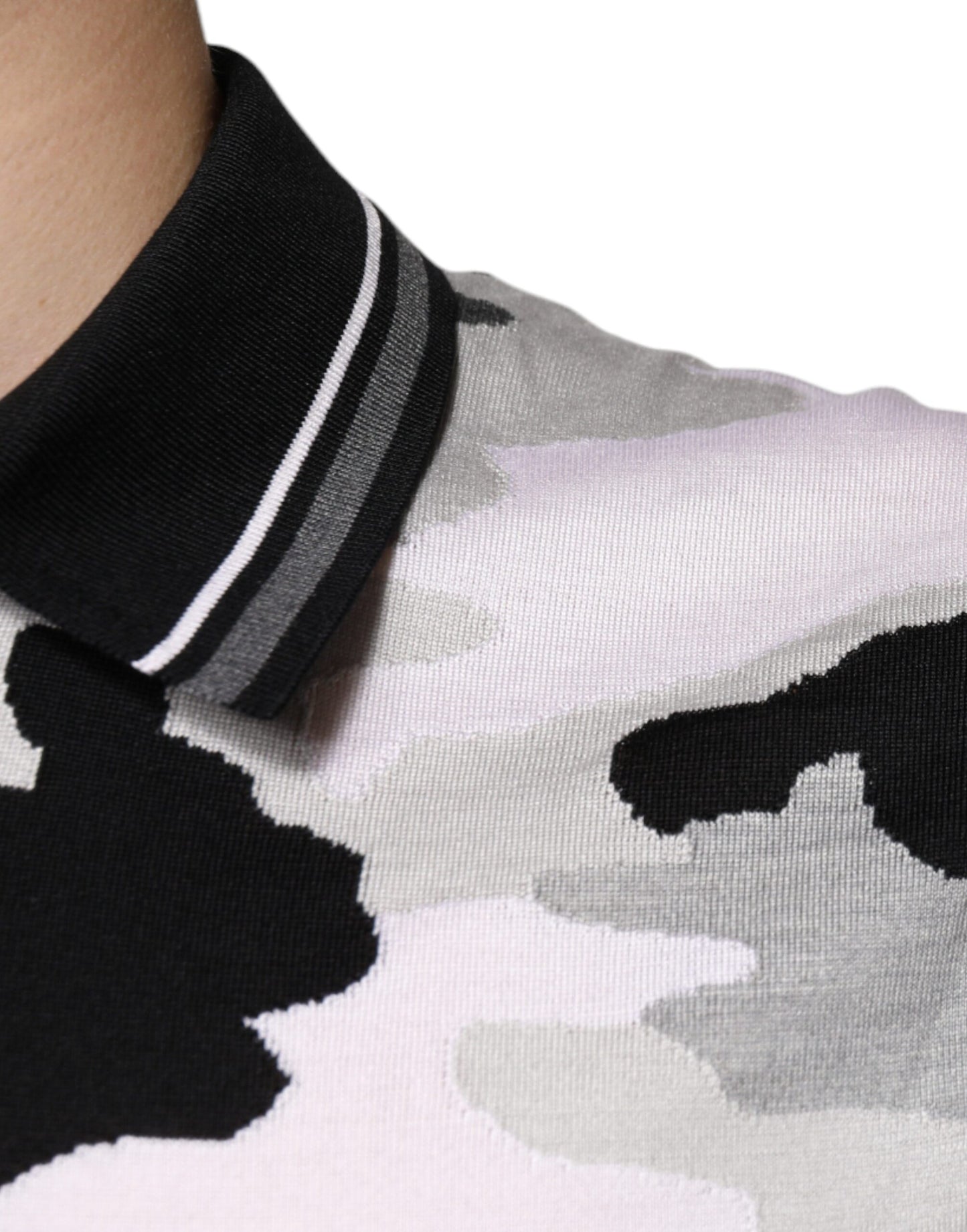 Dolce &amp; Gabbana – Mehrfarbiges Poloshirt mit Camouflage-Kragen