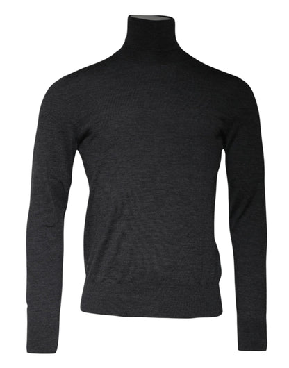 Dolce &amp; Gabbana Grauer Rollkragenpullover aus Wollstrick