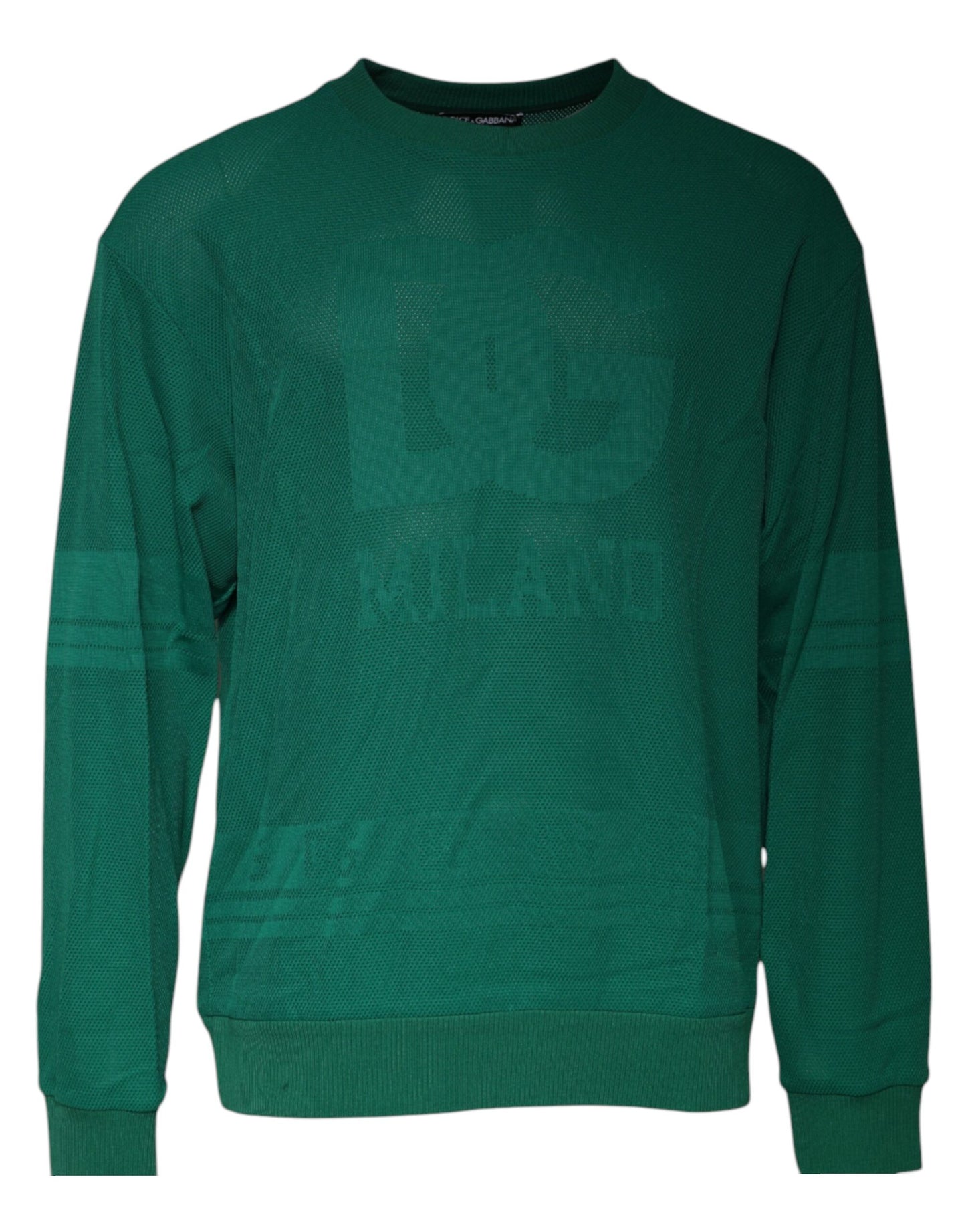 Dolce &amp; Gabbana – Grüner Pullover mit Rundhalsausschnitt und Logo aus Nylon