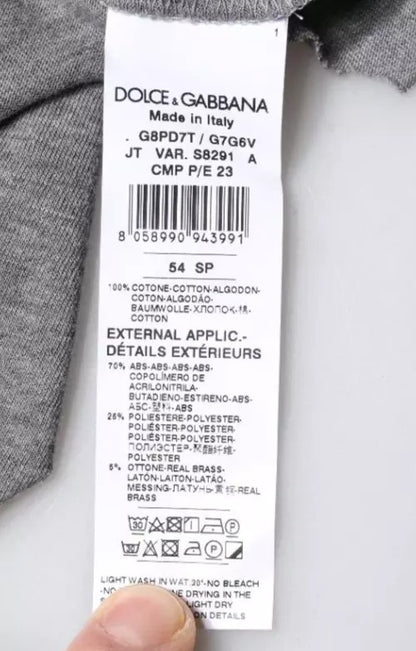 Dolce &amp; Gabbana – Graues T-Shirt mit Rundhalsausschnitt und kurzen Ärmeln und Logo