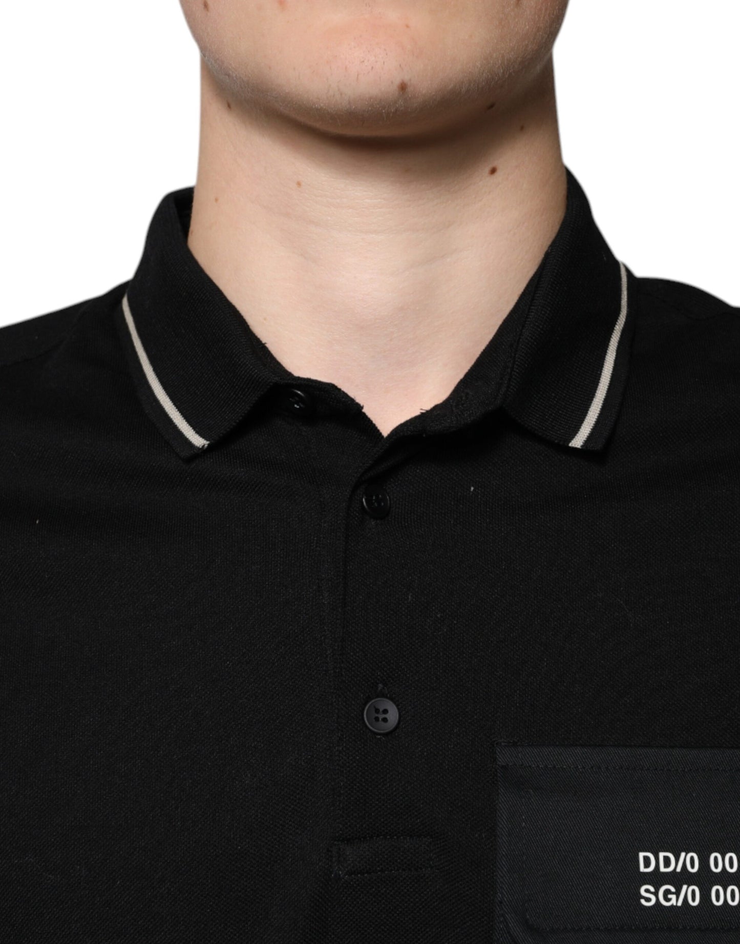 Dolce &amp; Gabbana – Poloshirt aus Baumwolle mit kurzen Ärmeln in Schwarz und Weiß