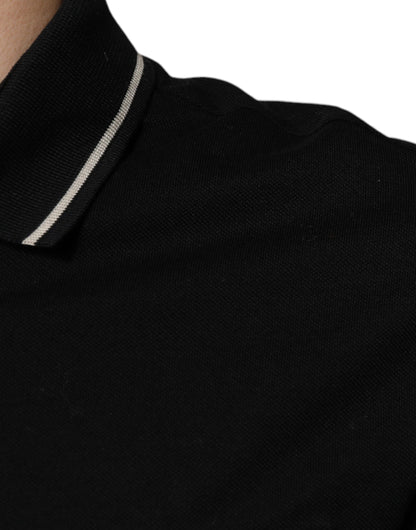 Dolce &amp; Gabbana – Poloshirt aus Baumwolle mit kurzen Ärmeln in Schwarz und Weiß