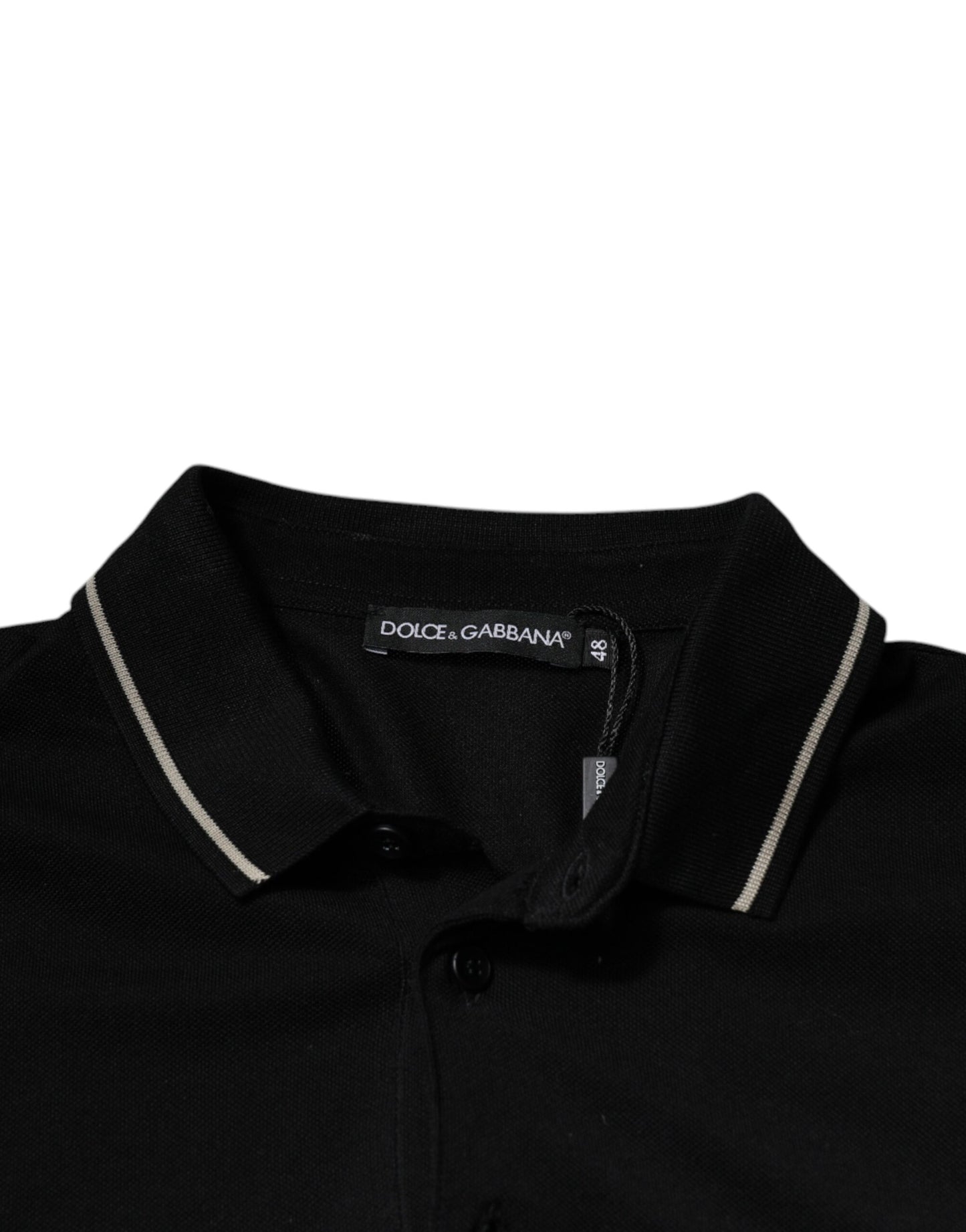 Dolce &amp; Gabbana – Poloshirt aus Baumwolle mit kurzen Ärmeln in Schwarz und Weiß