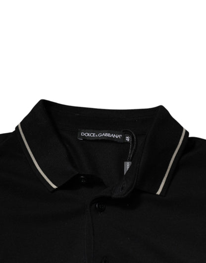 Dolce &amp; Gabbana – Poloshirt aus Baumwolle mit kurzen Ärmeln in Schwarz und Weiß
