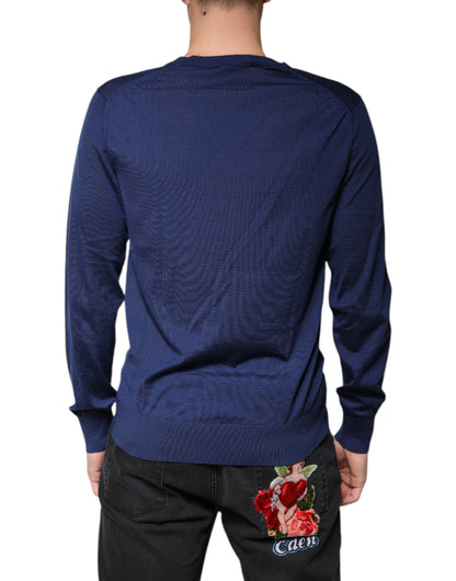 Dolce &amp; Gabbana – Pullover aus Kaschmir mit V-Ausschnitt in Marineblau