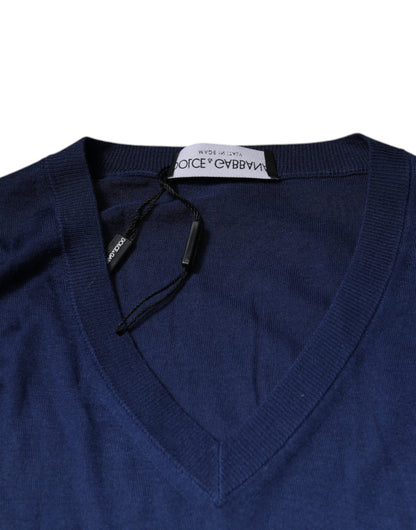 Dolce &amp; Gabbana – Pullover aus Kaschmir mit V-Ausschnitt in Marineblau