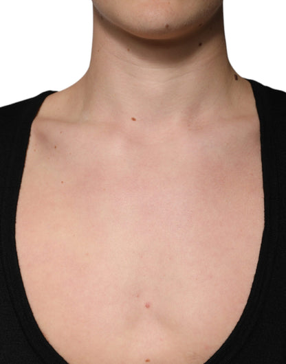 Dolce &amp; Gabbana Schwarzer Pullover aus Wolle mit Rundhalsausschnitt