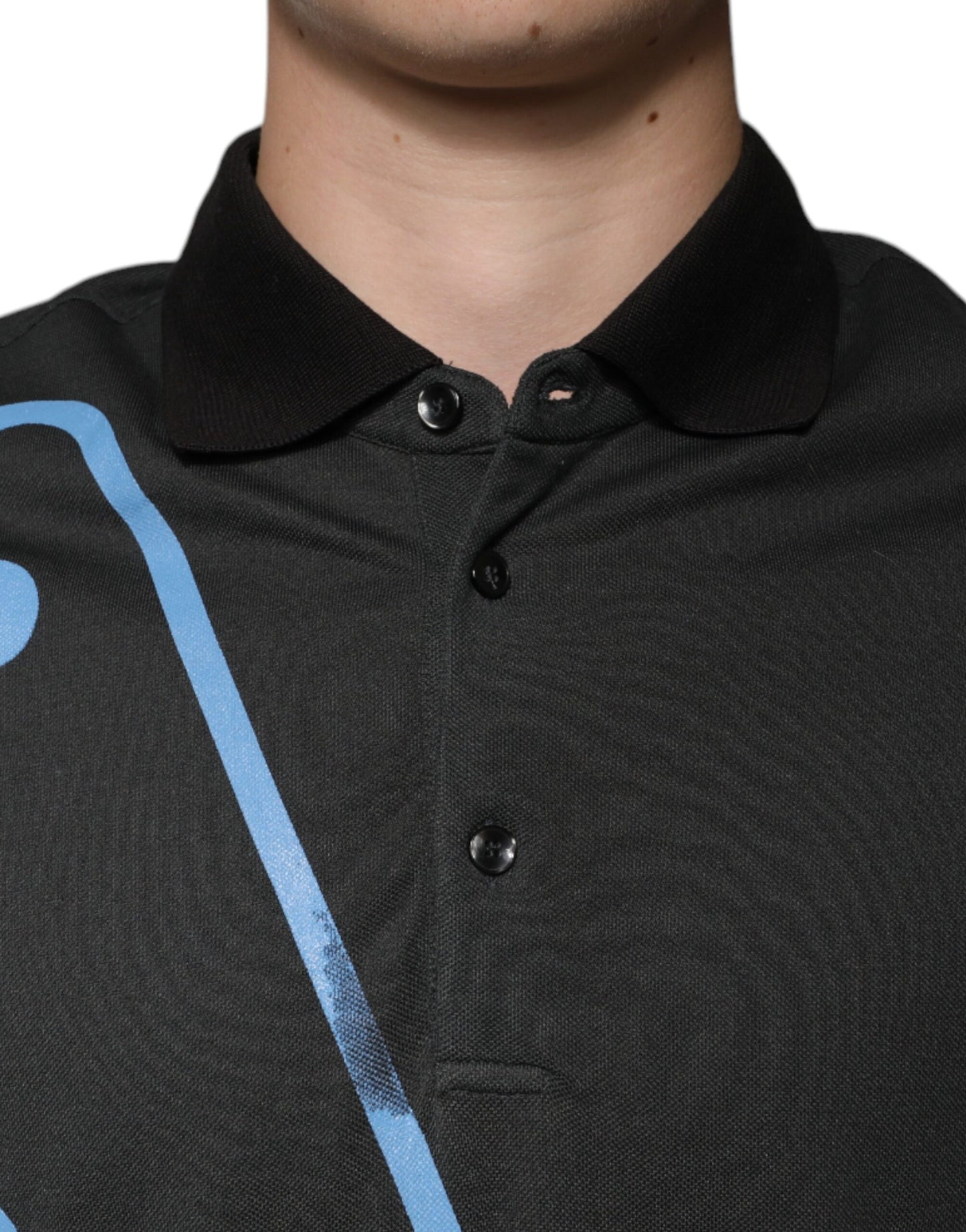Dolce &amp; Gabbana – Schwarzes Poloshirt aus Baumwolle mit Kragen und Logo-Print