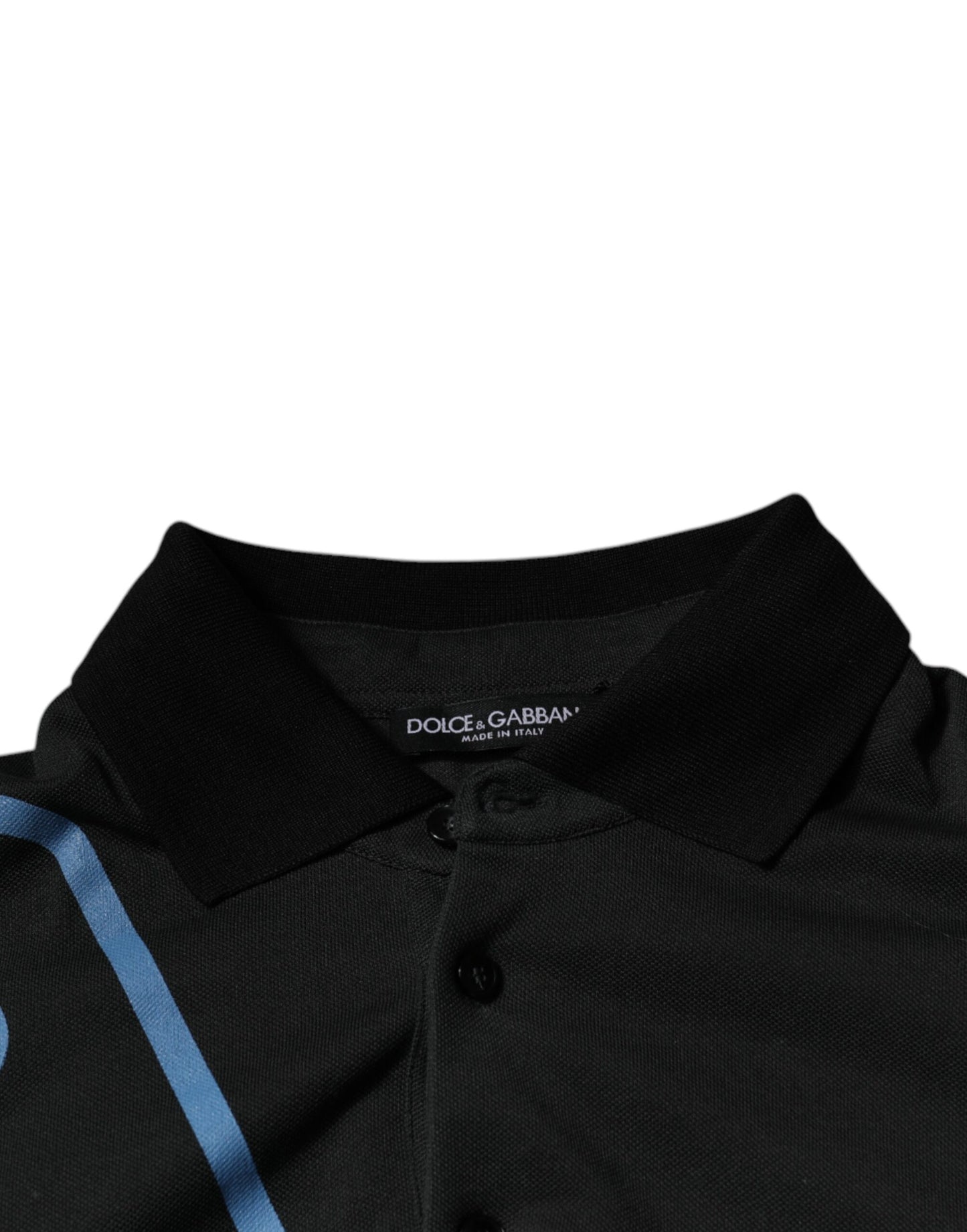 Dolce &amp; Gabbana – Schwarzes Poloshirt aus Baumwolle mit Kragen und Logo-Print