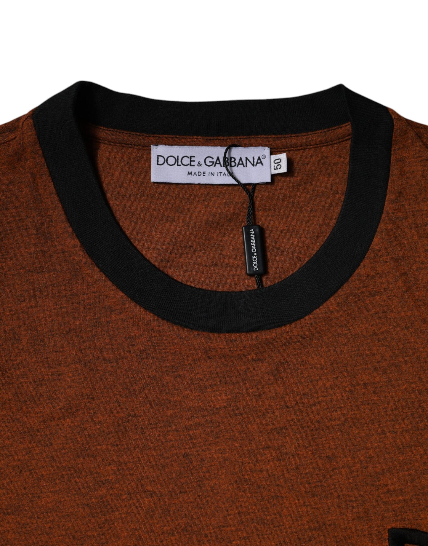 Dolce &amp; Gabbana Braunes T-Shirt aus Polyester mit Rundhalsausschnitt und DG-Logo