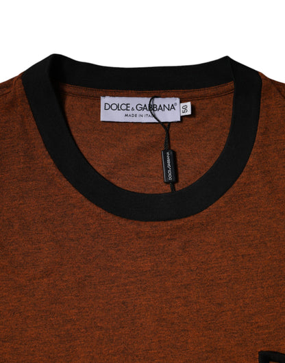 Dolce &amp; Gabbana Braunes T-Shirt aus Polyester mit Rundhalsausschnitt und DG-Logo