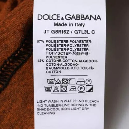 Dolce &amp; Gabbana Braunes T-Shirt aus Polyester mit Rundhalsausschnitt und DG-Logo
