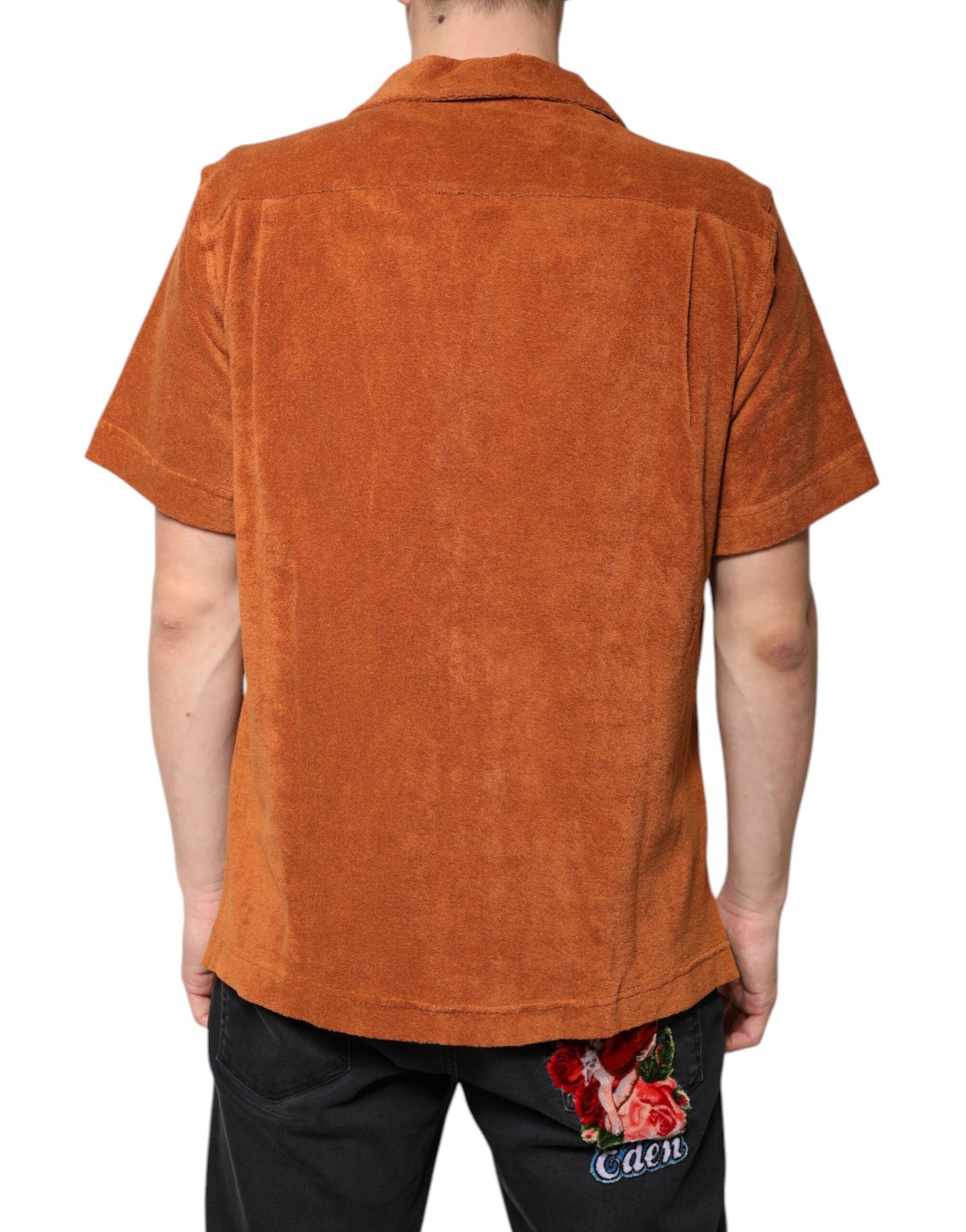 Dolce &amp; Gabbana – Hemd aus Baumwollsamt mit Button-Down-Kragen in Haselnussbraun