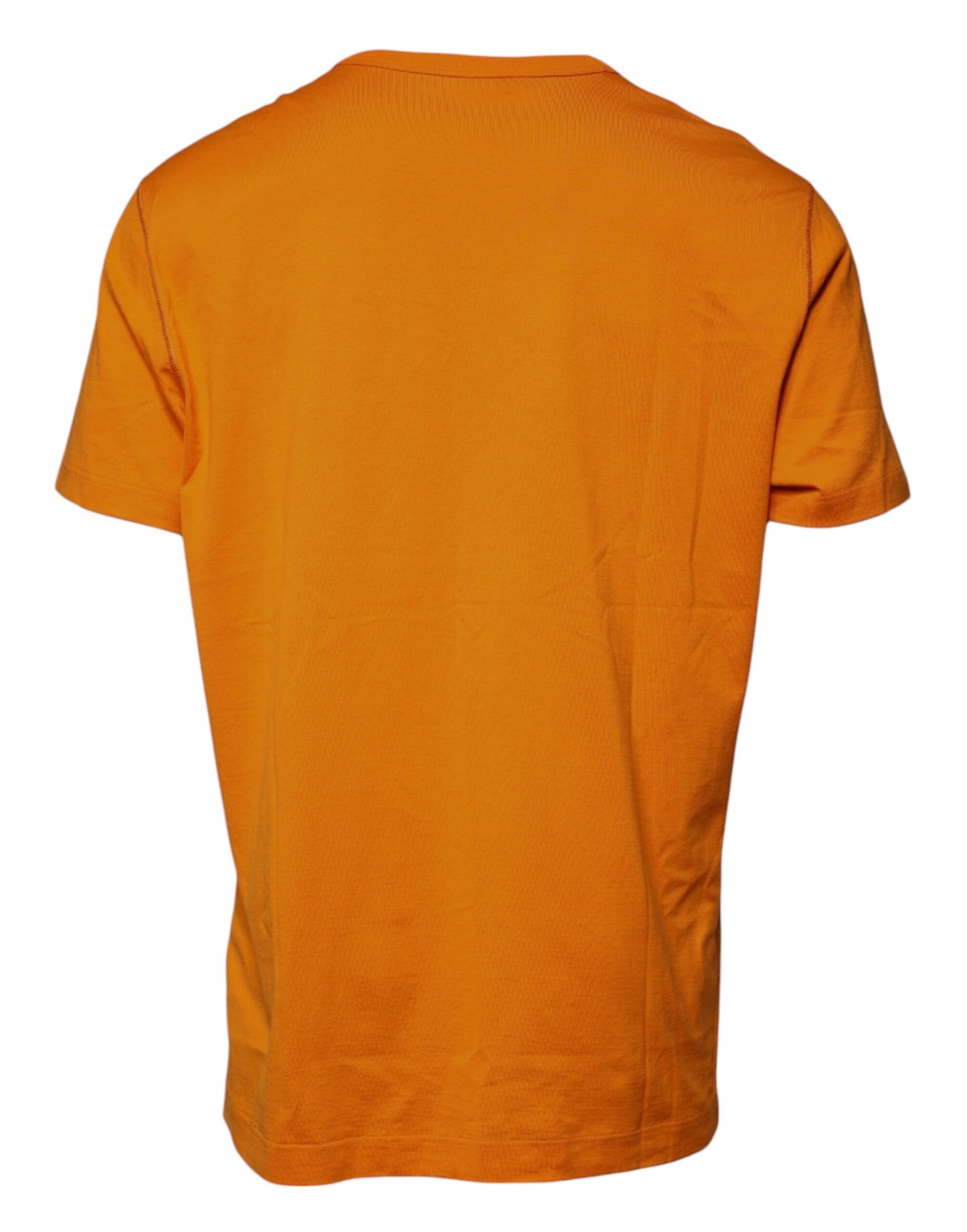 Dolce &amp; Gabbana – Orangefarbenes Baumwoll-T-Shirt mit Rundhalsausschnitt und Logo