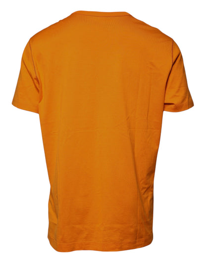 Dolce &amp; Gabbana – Orangefarbenes Baumwoll-T-Shirt mit Rundhalsausschnitt und Logo