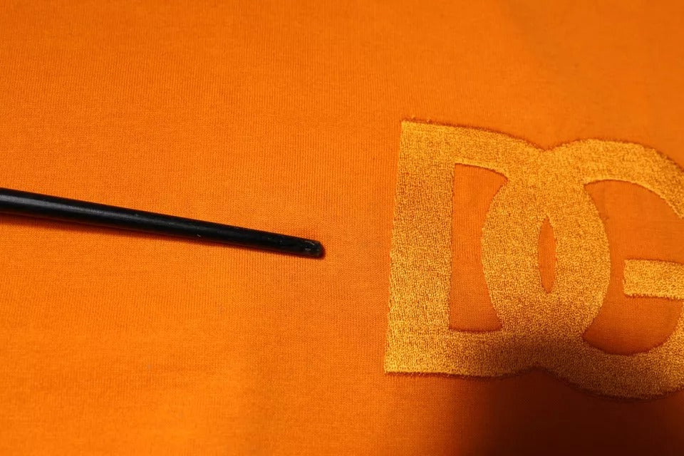 Dolce &amp; Gabbana – Orangefarbenes Baumwoll-T-Shirt mit Rundhalsausschnitt und Logo