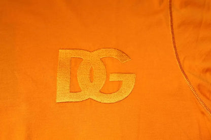 Dolce &amp; Gabbana – Orangefarbenes Baumwoll-T-Shirt mit Rundhalsausschnitt und Logo