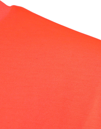 Dolce &amp; Gabbana – Orangefarbenes T-Shirt aus Polyester mit Rundhalsausschnitt und Logo