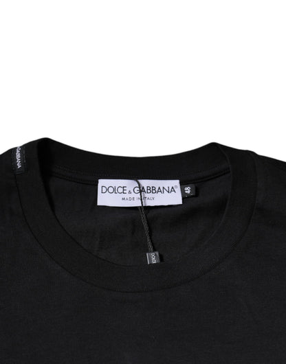 Dolce &amp; Gabbana – Schwarzes T-Shirt aus Baumwolle mit Rundhalsausschnitt und kurzen Ärmeln
