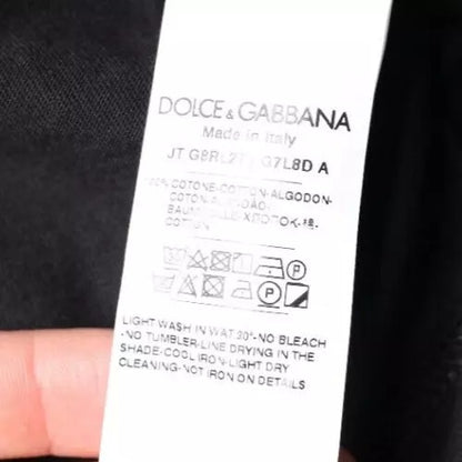 Dolce &amp; Gabbana – Schwarzes T-Shirt aus Baumwolle mit Rundhalsausschnitt und kurzen Ärmeln