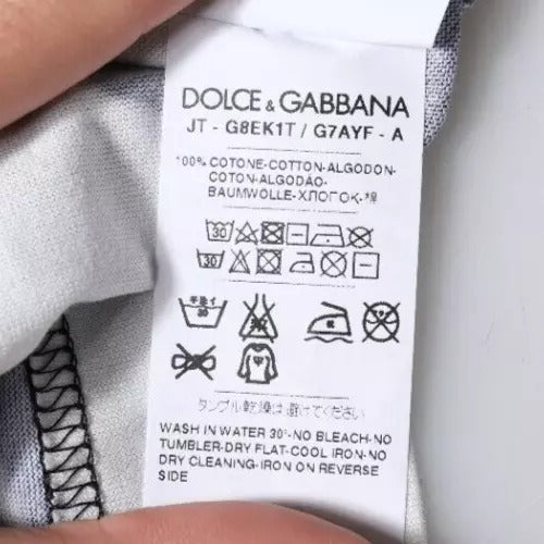 Dolce &amp; Gabbana – T-Shirt aus Baumwolle mit Rundhalsausschnitt und Print in Schwarz und Weiß