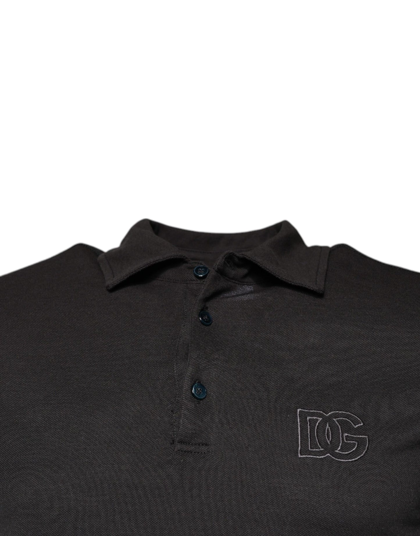 Dolce &amp; Gabbana – Dunkelgraues Poloshirt mit Kragen und kurzen Ärmeln