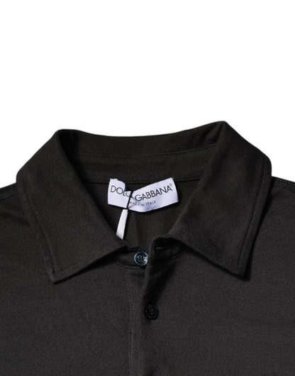 Dolce &amp; Gabbana – Dunkelgraues Poloshirt mit Kragen und kurzen Ärmeln
