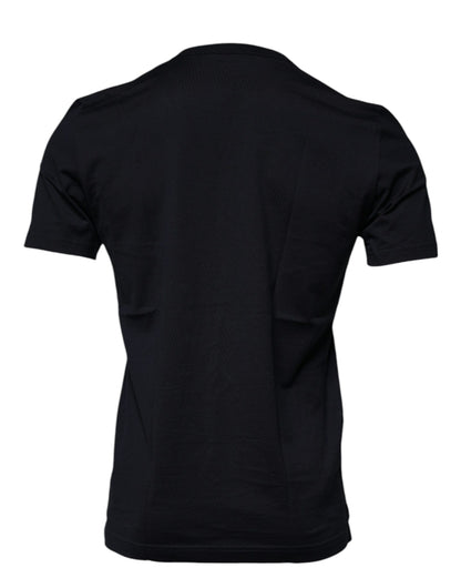 Dolce &amp; Gabbana – Blaues T-Shirt mit kurzen Ärmeln aus Baumwolle mit Engelsdruck