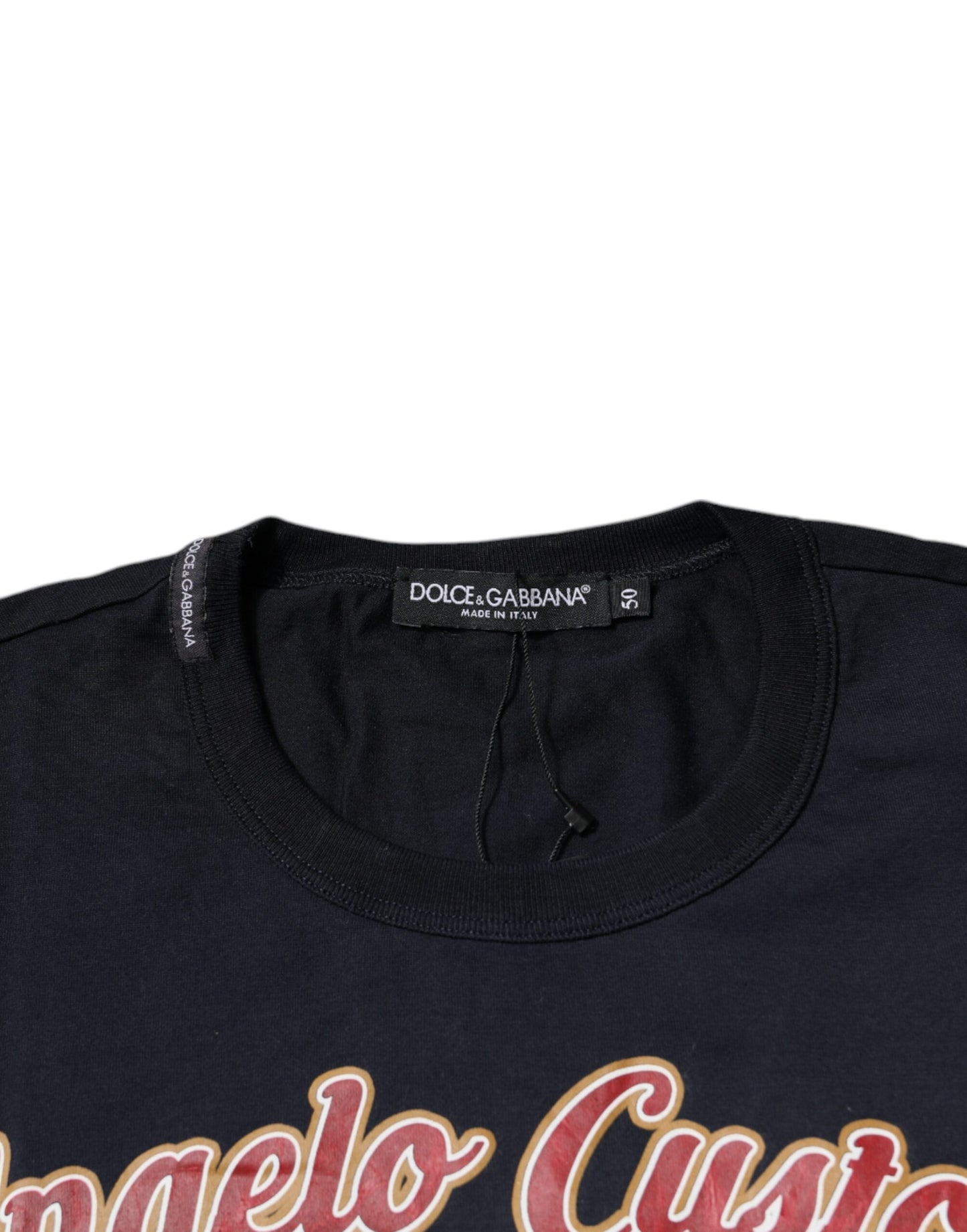 Dolce &amp; Gabbana – Blaues T-Shirt mit kurzen Ärmeln aus Baumwolle mit Engelsdruck