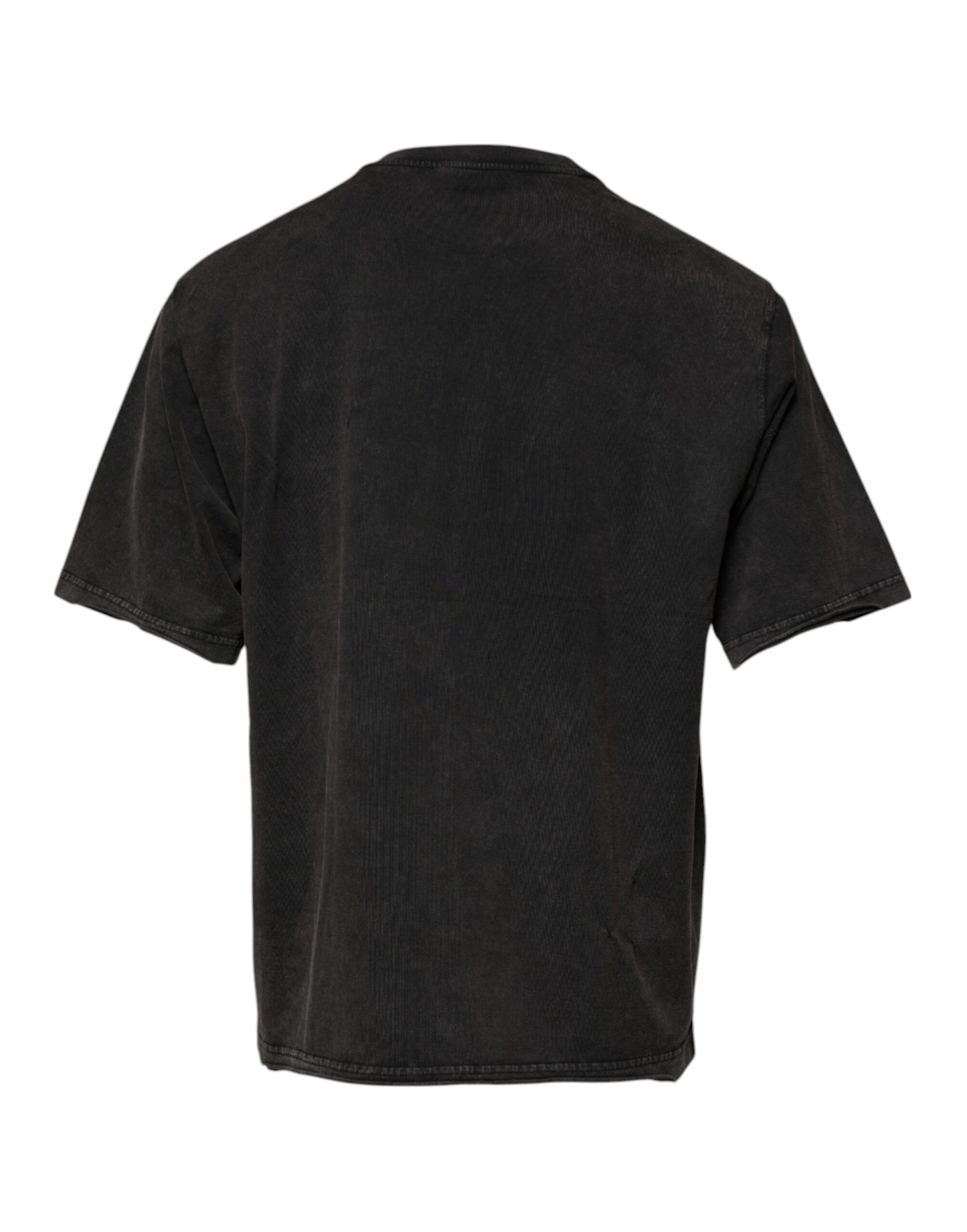 Dolce &amp; Gabbana Graues Baumwoll-T-Shirt mit Rundhalsausschnitt und Leopardenmuster