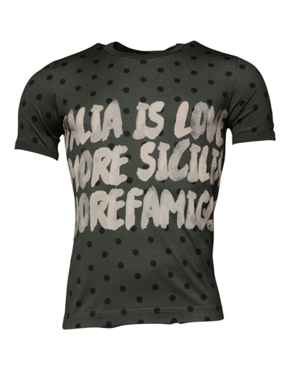 Dolce &amp; Gabbana Graues T-Shirt aus Sicilia-Baumwolle mit Rundhalsausschnitt