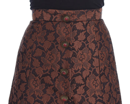 Dolce &amp; Gabbana – Mini-Ballerrock aus Brokat mit Blumenmuster in Braun