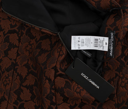 Dolce &amp; Gabbana – Mini-Ballerrock aus Brokat mit Blumenmuster in Braun
