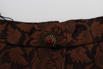 Dolce &amp; Gabbana – Mini-Ballerrock aus Brokat mit Blumenmuster in Braun