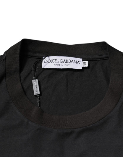 Dolce &amp; Gabbana – Schwarzes T-Shirt mit Rundhalsausschnitt und kurzen Ärmeln und Logo