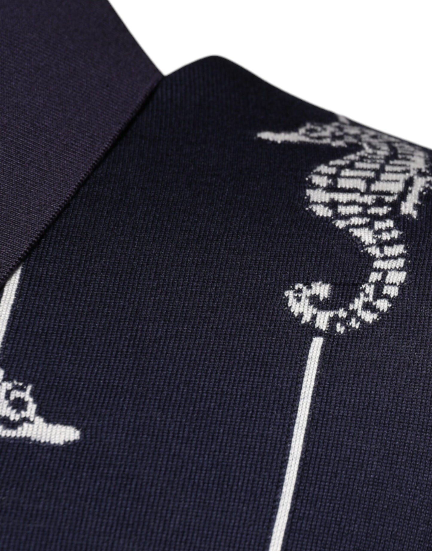 Dolce &amp; Gabbana – Dunkelblaues Poloshirt mit Seepferdchen-Kragen