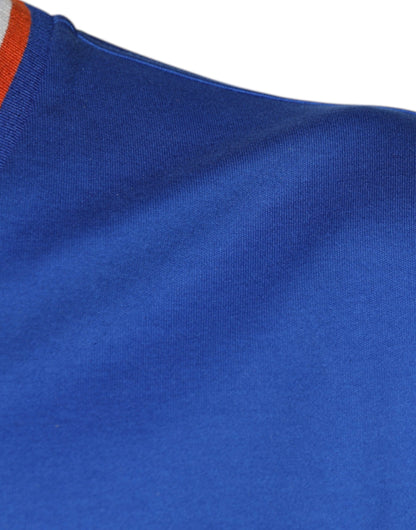 Dolce &amp; Gabbana – Blaues T-Shirt mit V-Ausschnitt und kurzen Ärmeln