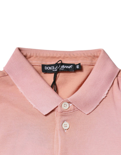 Dolce &amp; Gabbana – Kurzärmliges Poloshirt mit rosa Kronenkragen