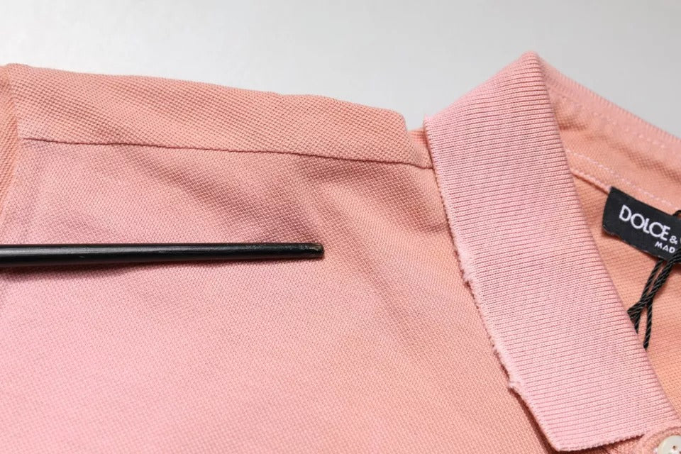 Dolce &amp; Gabbana – Kurzärmliges Poloshirt mit rosa Kronenkragen