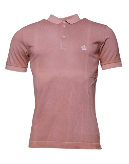 Dolce &amp; Gabbana – Kurzärmliges Poloshirt mit rosa Kronenkragen