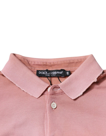 Dolce &amp; Gabbana – Kurzärmliges Poloshirt mit rosa Kronenkragen